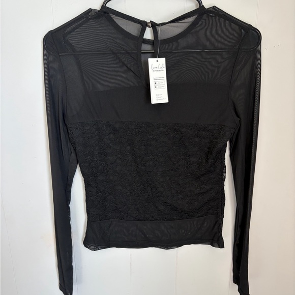 Cupshe Black Sheer Lace Long Sleeve Top - Picture 2 of 3